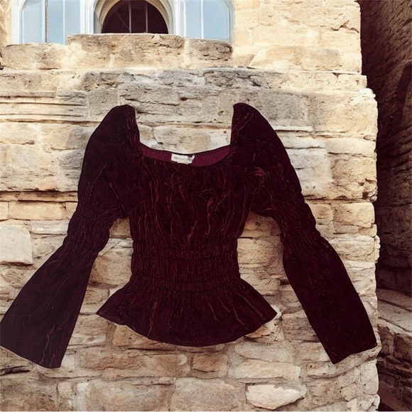 Newport News Tops - Newport News Y2K Velvet Maroon Blouse